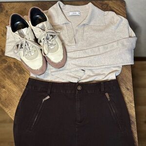 Lauren Ralph Lauren Brown Pencil Skirt | Size 4 | Zip Pocket Detail